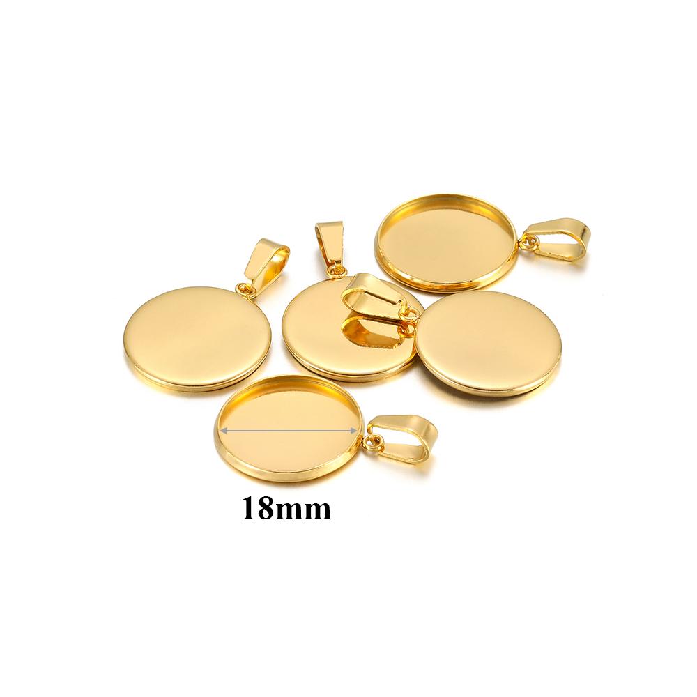 10pcs Fit 10 12 16 20 30mm Stainless Steel BlankCabochon Cameo Base Settings Tray Bezels Pendant Charms for DIY Jewelry Making
