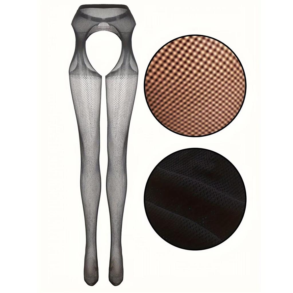 Sexy Dame Offener Schritt Lange Strümpfe Übergröße Netz Erotische Strumpfhose Strass Gestrickte Leggings Strumpfhose Y2k Socke Netzstrumpf