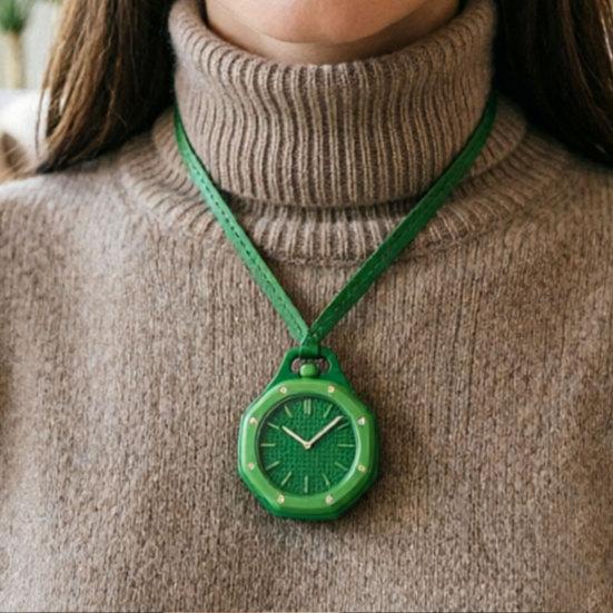 Orologio da tasca ottagonale colorato, Orologio analogico al quarzo meccanico, Orologio da tasca con cassa traforata con cinturino in ecopelle per uomo donna