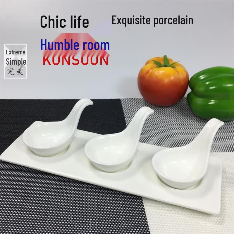 White Ceramic Caviar Spoons