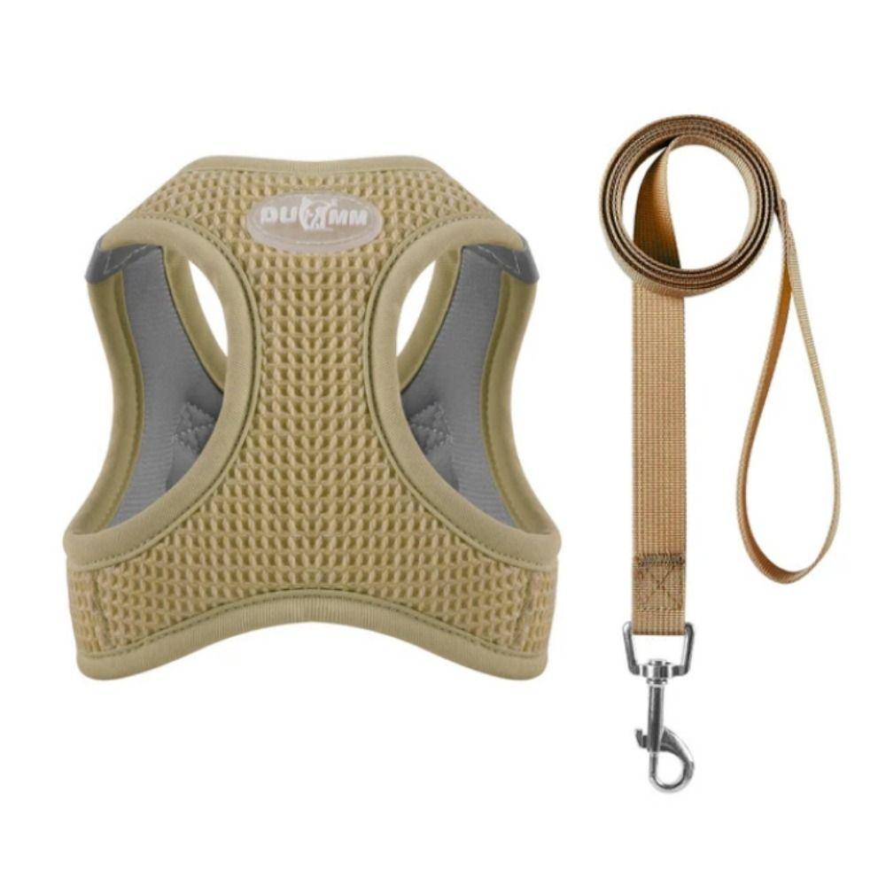 

Шлейка для щенков и кошек с поводком, дышащий вафельный жилет для домашних животных, одежда для маленьких собак среднего размера, шлейка для кошек, ошейник, аксессуары для собак Йоркшира S коричневый