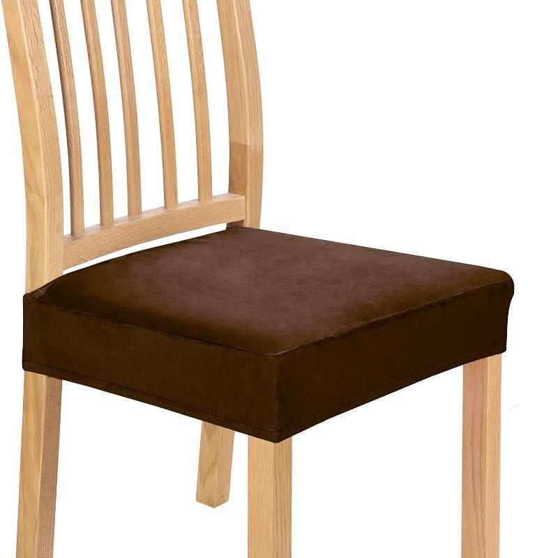 Velvet Chair Seat Covers Removable Washable Anti-Dust Stretch Spandex Dining Room Upholstered Chair Seat Slipcovers