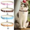 Adjustable Cat Collar Soft Leather Detachable Bell Puppy Dog Collar Kitten Puppy Necklaces Chihuahua Collars