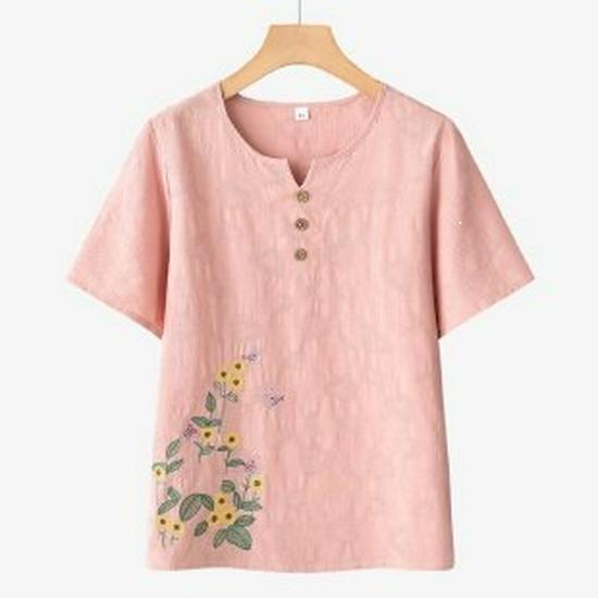 

Elderly Women s Summer 2026 Short Sleeve Loose T-Shirt Two-Piece Set 6XL