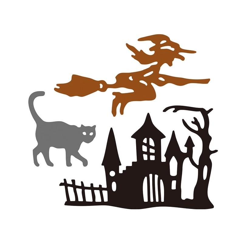 Halloween Witch Castle Metal Cutting Die Stencil Template For DIY Embossing Paper Photo Album Cards Making Scrapbooking Die Cut