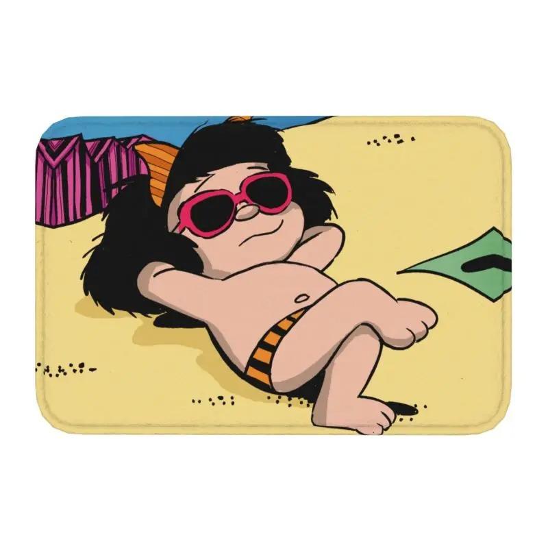 Cartoon Hübsches Mädchen Fußmatte Retro Mafalda Manga Vorderer Boden Eingangsbereich Matte Quino Manga Cartoon Badezimmer Teppich Küchenmatte