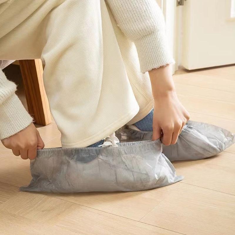 100Pcs Disposable Shoe Covers Dustproof Breathable Booties Boot Covers Slip Resistant Overshoes for Outdoor Indoor Use