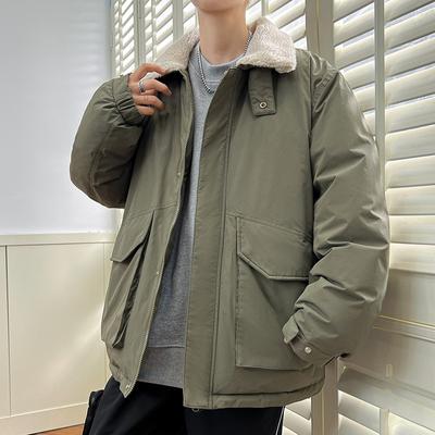 Winter Down Jacket Men's Lamb Down Lapel Short Thick Lapel