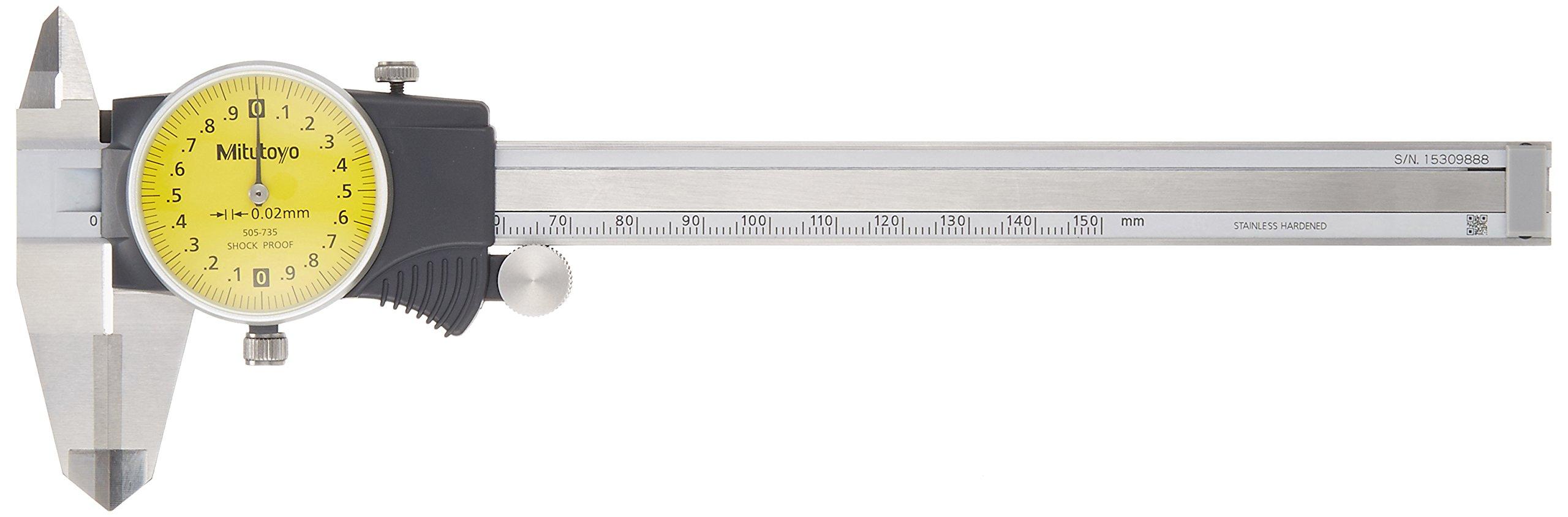 

Mitutoyo 505-735 D15TXWW Dial Caliper, ID, OD Carbide, 0 mm-150 mm, 0.02 mm