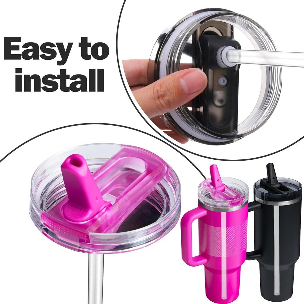 Replacement Straws for Stanley Quencher ProTour Flip Straw Tumbler 40oz, Reble Straw with Cleaning Brush, Cup Accessories for Stanley (Transparent,