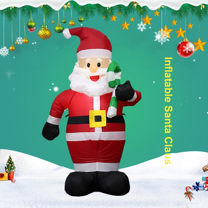 Inflatable Christmas Outdoor Lighted Yard Decoration Santa Claus With Candy Cane 1.2m Tall