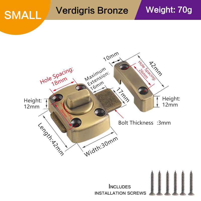 Metal Swivel Bolt Latches With Rotate Latch Bolt, Sliding Door Security Latch Features Left And Right Knob For Patio Barn And Sc