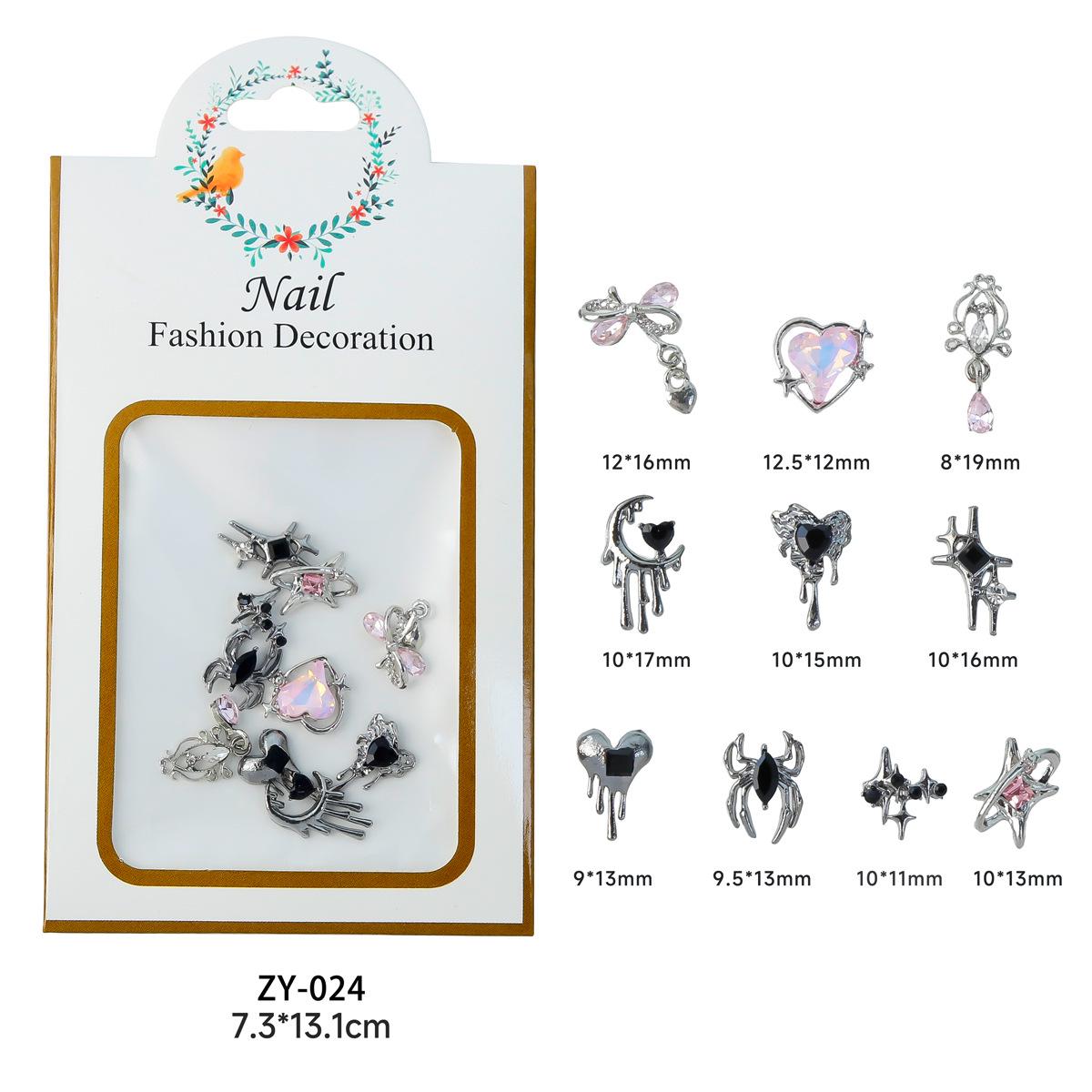 Nail Art Accessories: Alloy Rhinestone Set with Bow, Heart, Fishtail DIY Decorations
