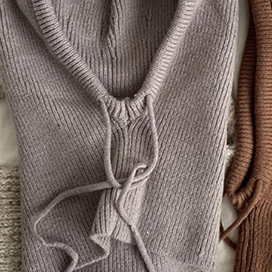 Scarf Hat Solid Color Adjustable Straps Winter Knitted Hat Head Neck Ear Protection Cold Weather Accessories