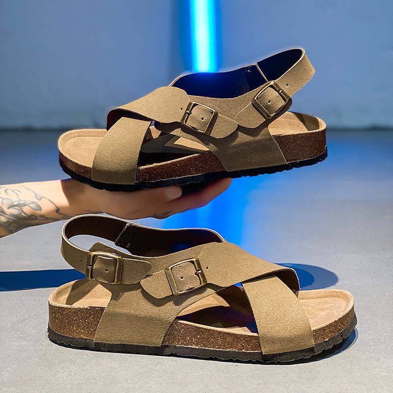 Summer men's cork open-toed casual fashion non-slip sandals breathable soft cool fashion versatile trendy slippers