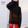 Women's Autumn/Winter Loose-Fit Solid High-Neck Wool Blend Sweater