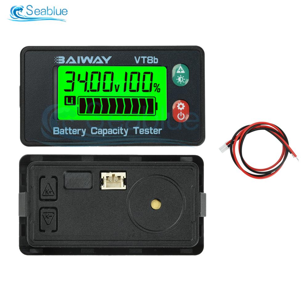VT8 DC 8-120V Smart Battery Voltage Capacity Indicator With LCD Display for Acid Battery/Lithium Battery/Iron Lithium Battery