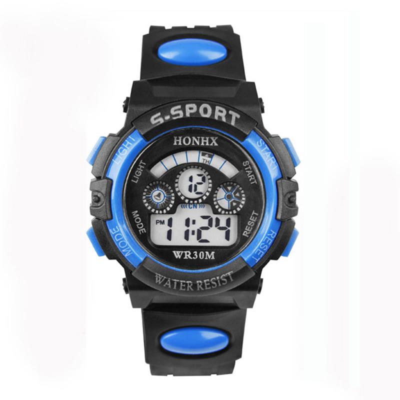 Waterproof Kids Boys Sports Multifunction Electronic LED Alarm Date Wrist Watch