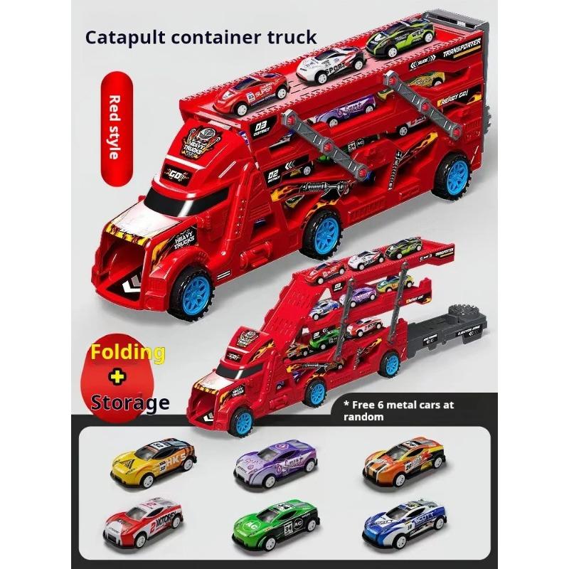 Large Kid Truck Deformation Transporter Car Toys Models Educational Model Folding Track Racing Vehicle Boys Girls Birthday Gift