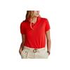 Polo Ralph Lauren SS22 Solid Color Button Short Sleeve Polo Shirt Women tops Red WMPOKNINCU20050-600