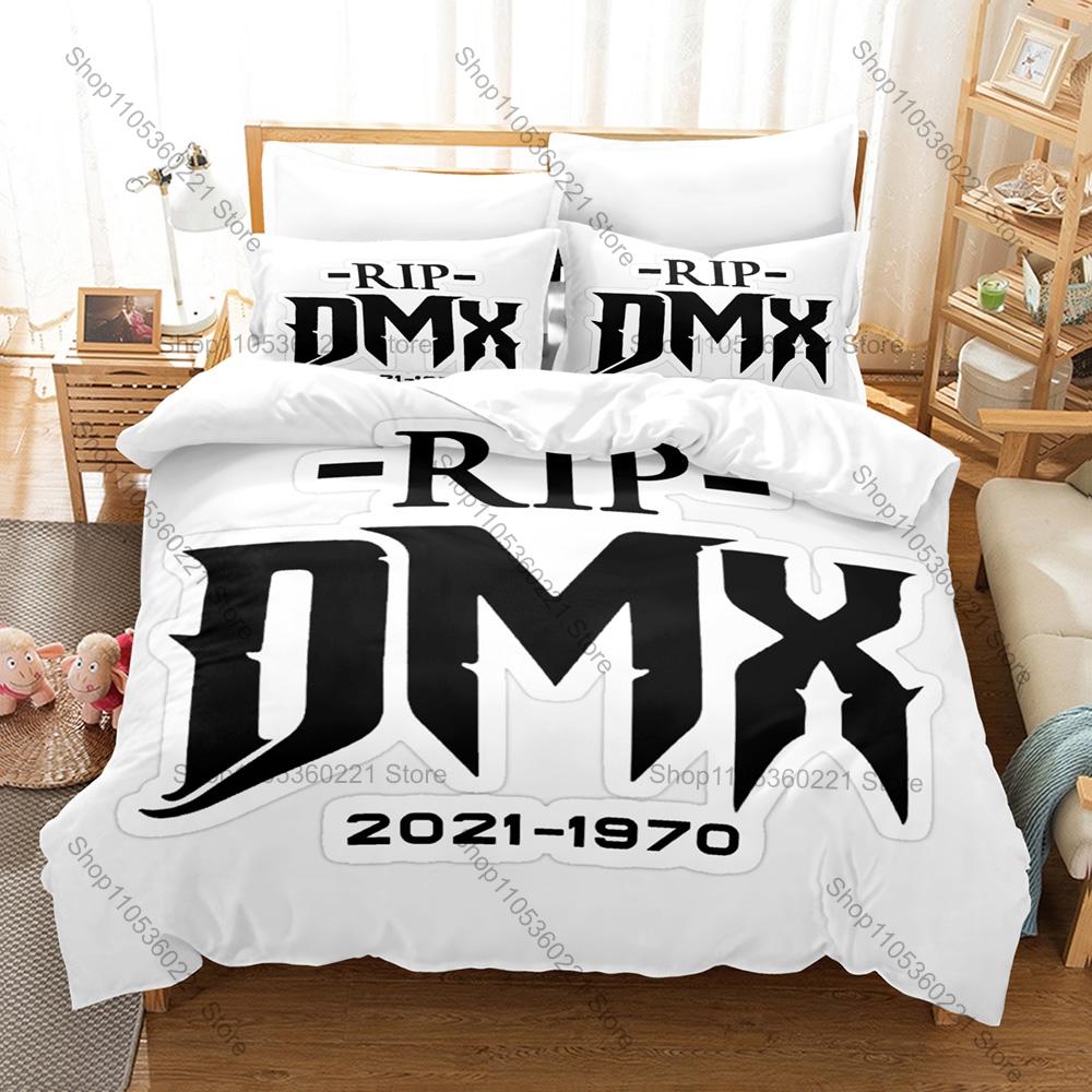 RIP DMX Duvet Cover + 2 Pillowcases, Hip Hop Legend Memorial Print Bedding Set Fans Unique Memorial Design Bedroom Bedding Set