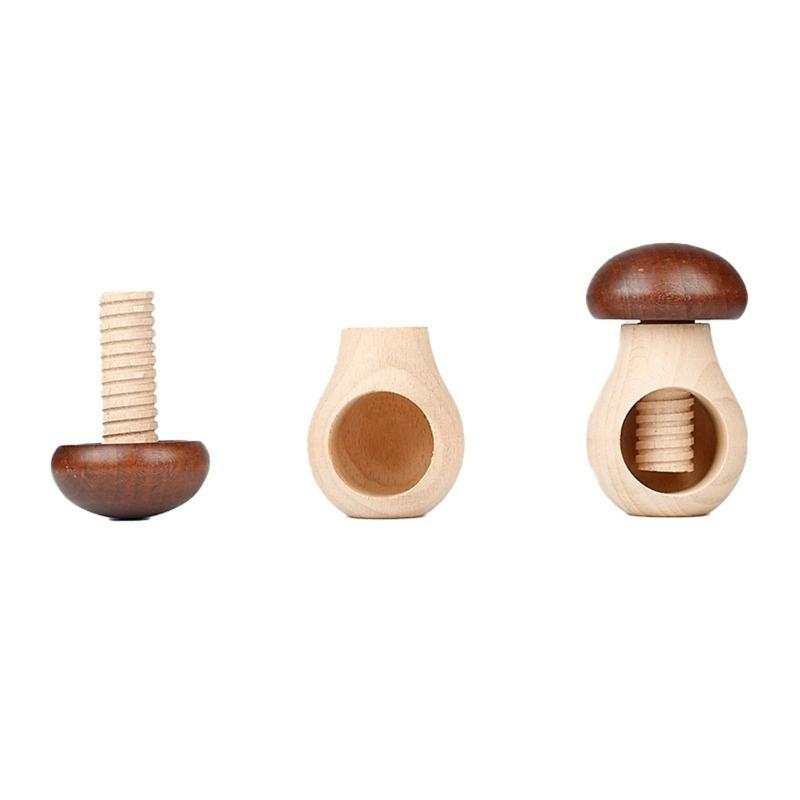 Multifunctional Wooden Walnuts Cracker Mushroom Designs Nut Sheller For Family Kitchen Use Home Essential
