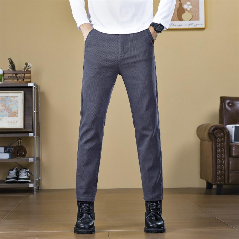 Hose Herren Herbst und Winter Neue Herren Business Casual Hose Mode Vielseitig Blaue Hose Elastische Einfarbige Herrenhose