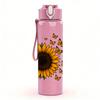 1PC Single Sunflower Bloom 750ml Color Plastic Sports Water Bottle Leakproof Flip Straw Lid For Sports Office Home Use