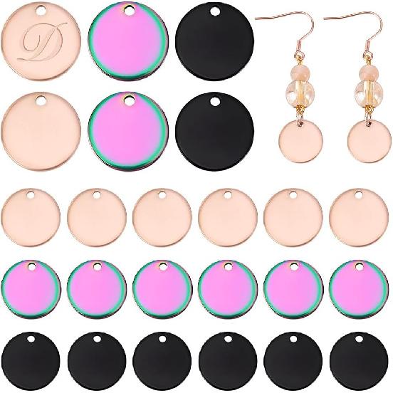 

PH PandaHall 60 шт. Штамповочные бирки 3 цветов, 15 мм Подвески-бирки из нержавеющей стали 304, Плоские круглые диски, Заготовки для штамповки, Заготовки для именных подвесок