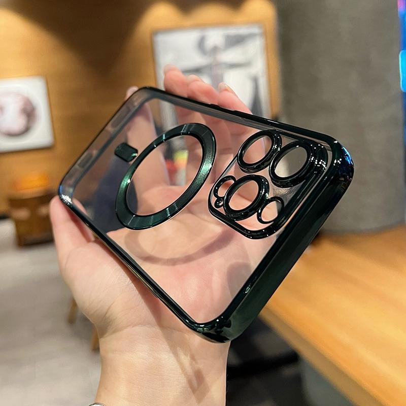 Luxury Transparent Magsafe Wireless Charging Case For iPhone 11 12 13 15 16 Pro Max 14 Plus X Xs XR Magnetic Soft Plating Cover