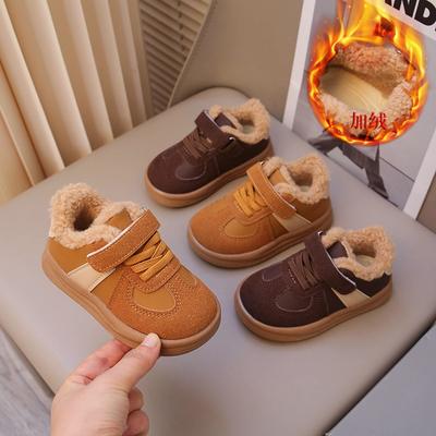 Koreanische Version von Kinder-Baumwollschuhen Winter Neu Jungen Lammwoll-Samt Warme Winterschuhe Mädchen Baby Zwei Baumwollschuhe