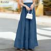 ZANZEA Dámské ležérní, elastický pas, jednobarevné volné dlouhé sukně
