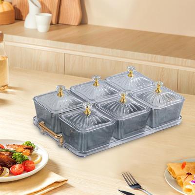 Dried Fruit And Nut Plate with 6 Grids Food Storage Box Appetizer Serving Tray Divided