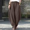 Women Office Summer Fashion Cotton Linen Pocket Casual Loose Pants Spliced High Waist Trousers Pantalones De Vestir Mujer