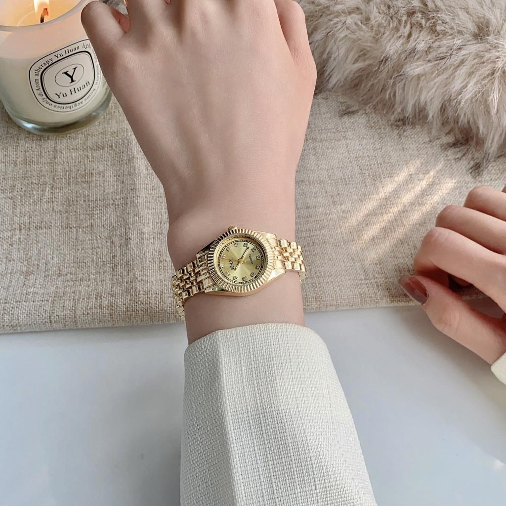 Retro Watch Women's Light Luxury Swiss Gold Bracelet Classic Log Small Gold Watch Watch