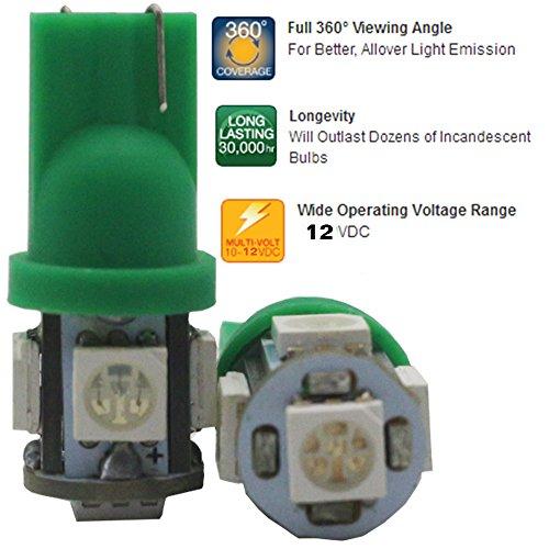 30PCS Green T10 W5W 5050 5 SMD LED Light 12V Car Interior Lighting For Map Dome Lamp Trunk Dashboard Parking Lights