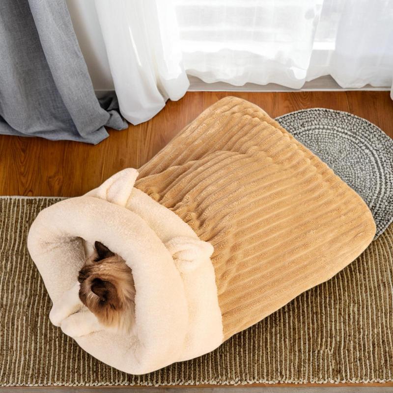 

Мешок для кошачьего сна, теплая кошачья кровать на зиму, удобный мягкий плюшевый большой кошачий мешок для кошек и мелких домашних животных M