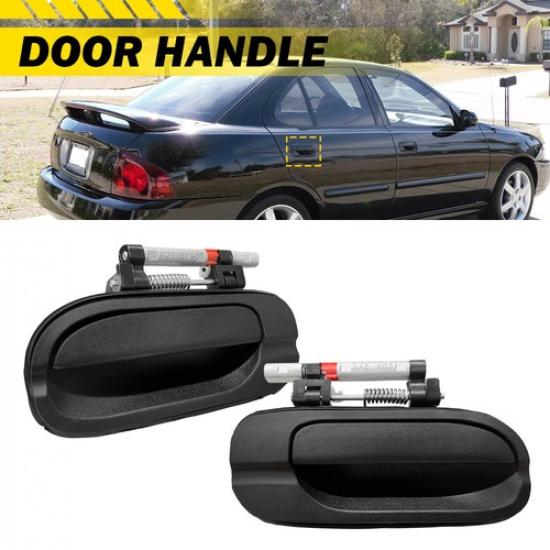 LH Rear RH Outer Outside Door Handle Smooth Black Fit 2000-2006 Nissan Sentra