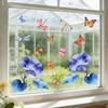 Spring Floral Window Clings Morning Glory Butterfly Dragonfly Static Glass Decals Reusable Sticker for Home Office Glass Doors Windows