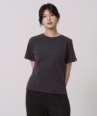 Sayu Basic Tension Short Sleeve T-Shirt Charcoal