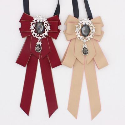Rhinestone Ribbon Bowtie Ribbon Ribbon Bow Brooch Retro Bow Tie  For Men and Women