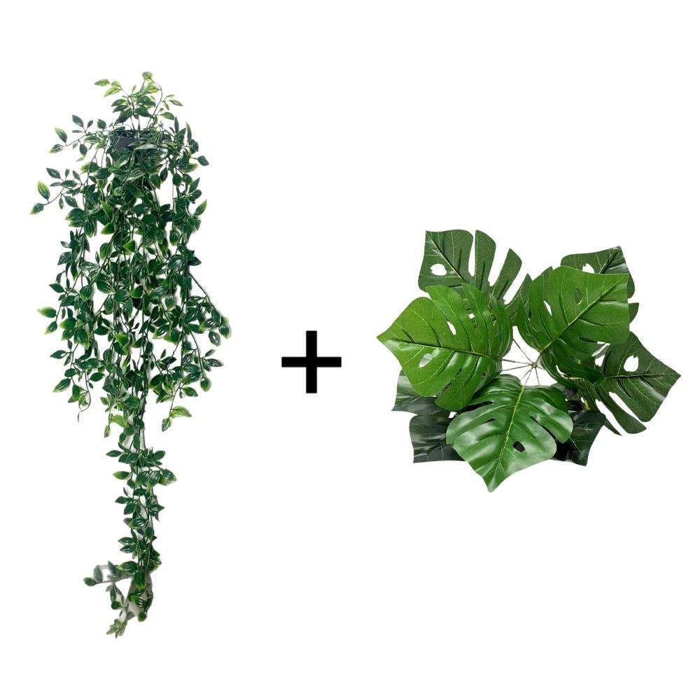 Realistic Artificial Ivy Hanging Plant Mandala Leaf UV Resistant Mandala Monstera Set Waterproof Anti-fade Faux Trailing Plant