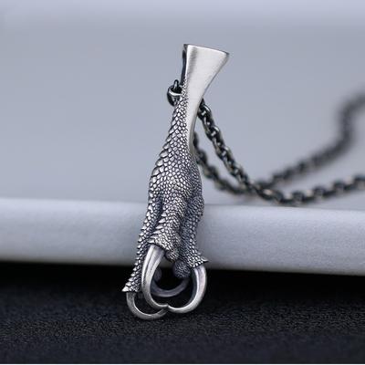 Vintage Dragon Claw Pendant For Men's Jewelry Personality Domineering Trendy 925 Chain Necklace Male Birthday Gift Retro
