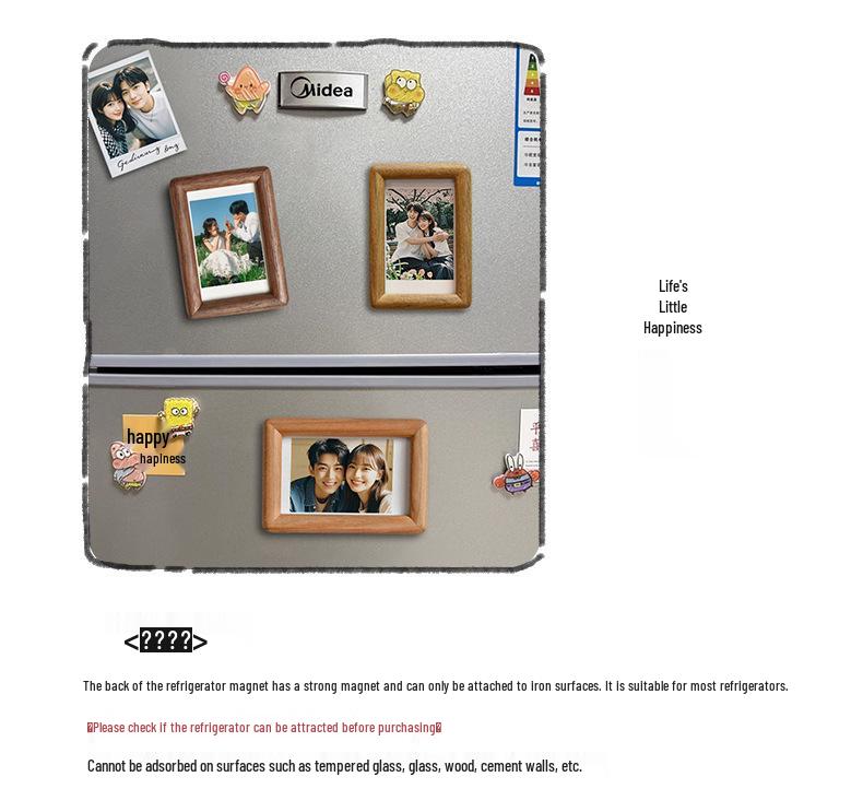Magnetic Solid Wood 3-inch Mini Photo Frame for Polaroid Prints