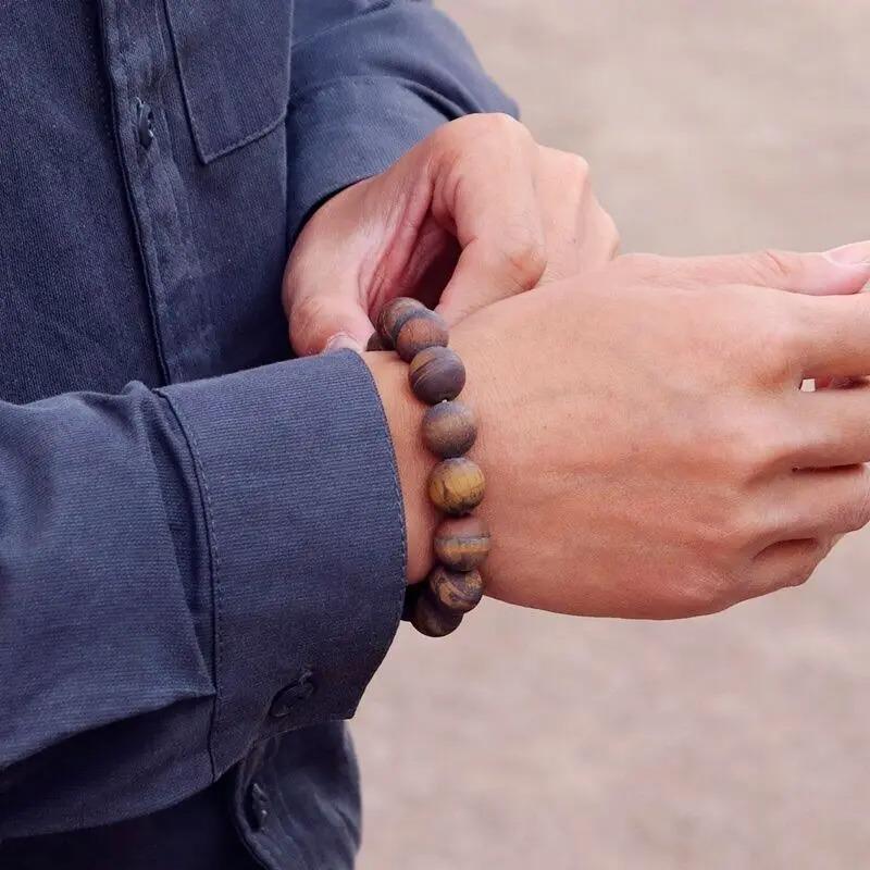 Natural Matte Tiger Eyes Stone Bracelet Men Minimalist 4/6/8/10/12mm Beaded Braclet Homme Uranus Brazalete Gift For Him