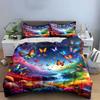 Colorful Butterfly Forest Décor Set Multiple Sizes Kid'S And Adults' Bedroom Exquisite 3Pc Bedding Set, Gift
