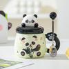 Cartoon Panda Mug with Lid Girl Cute Ceramic Office Home Couple Drinking Water Souvenir Birthday Gift