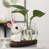 Cartoon Rabbit Flower Pot: Green Radish Hydroponic Vase for Home or Office Decor
