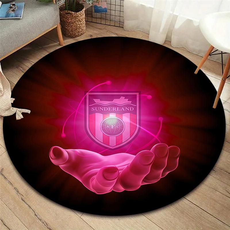 Sunderland Association Football Club Round Area Rug,Carpet Rug for Living Room Bedroom Sofa Playroom Decor,Non-slip Floor Mat