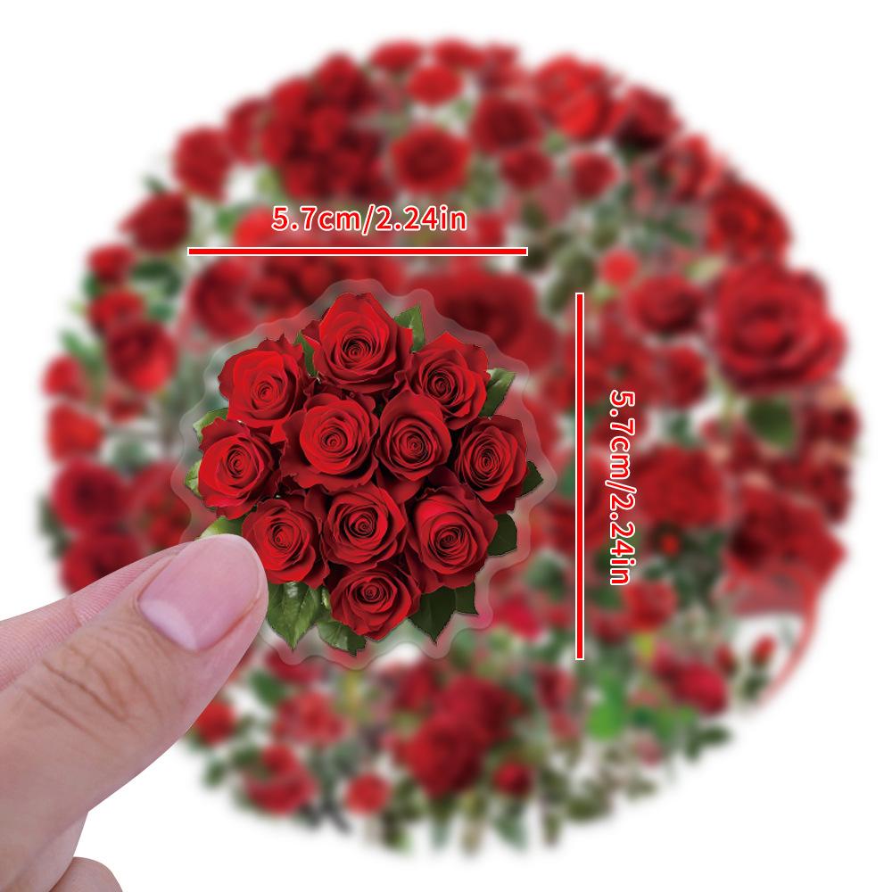 60 New Transparent Rose Stickers Pack Waterproof Transparent PET Flower Material Decorative Guitar Stickers